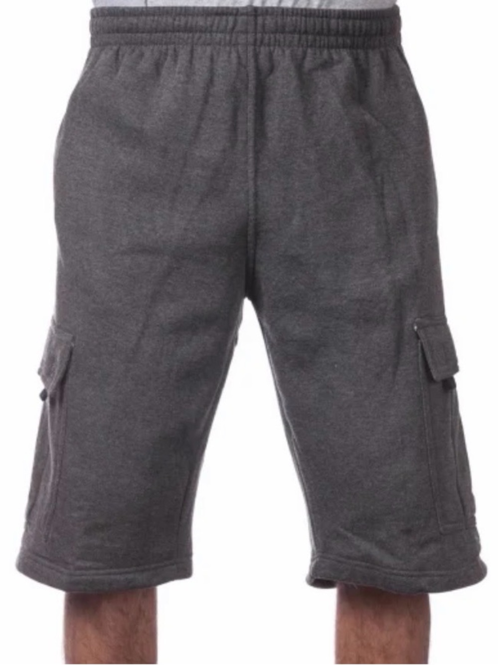 Men's Charcoal Cargo Athletic Shorts with Elastic Waist
